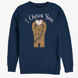 BoxLunch Star Wars Chewbacca I Chews you heart navy blue sweatshirt